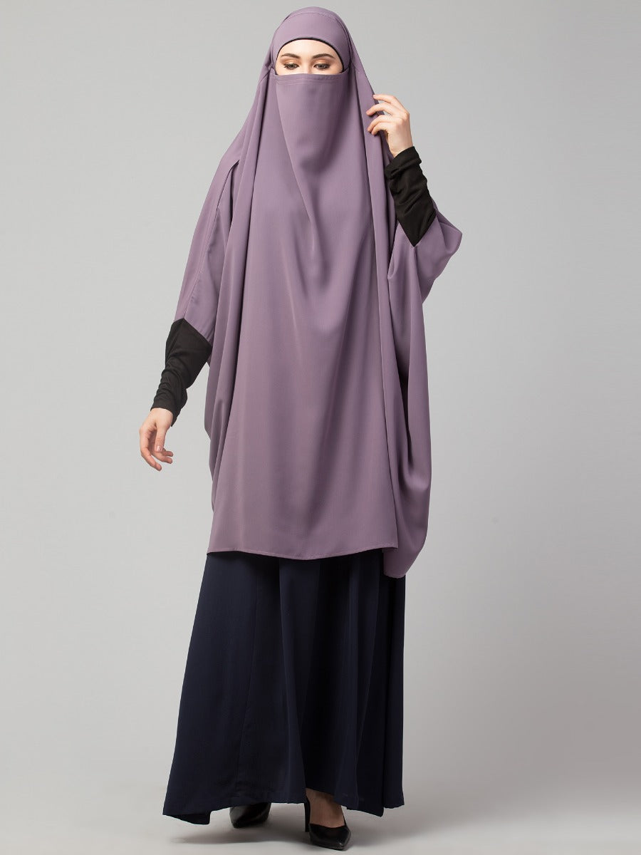 Two Pieces Jilbab Set With Adjustable Mouth Piece.