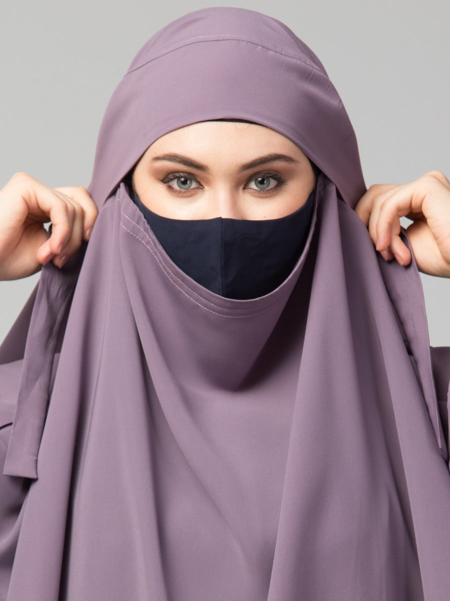 Two Pieces Jilbab Set With Adjustable Mouth Piece.