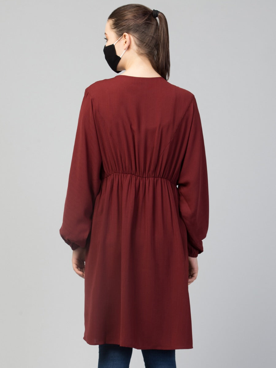 Short Tunic With Elasticated Waistline and Sleeves