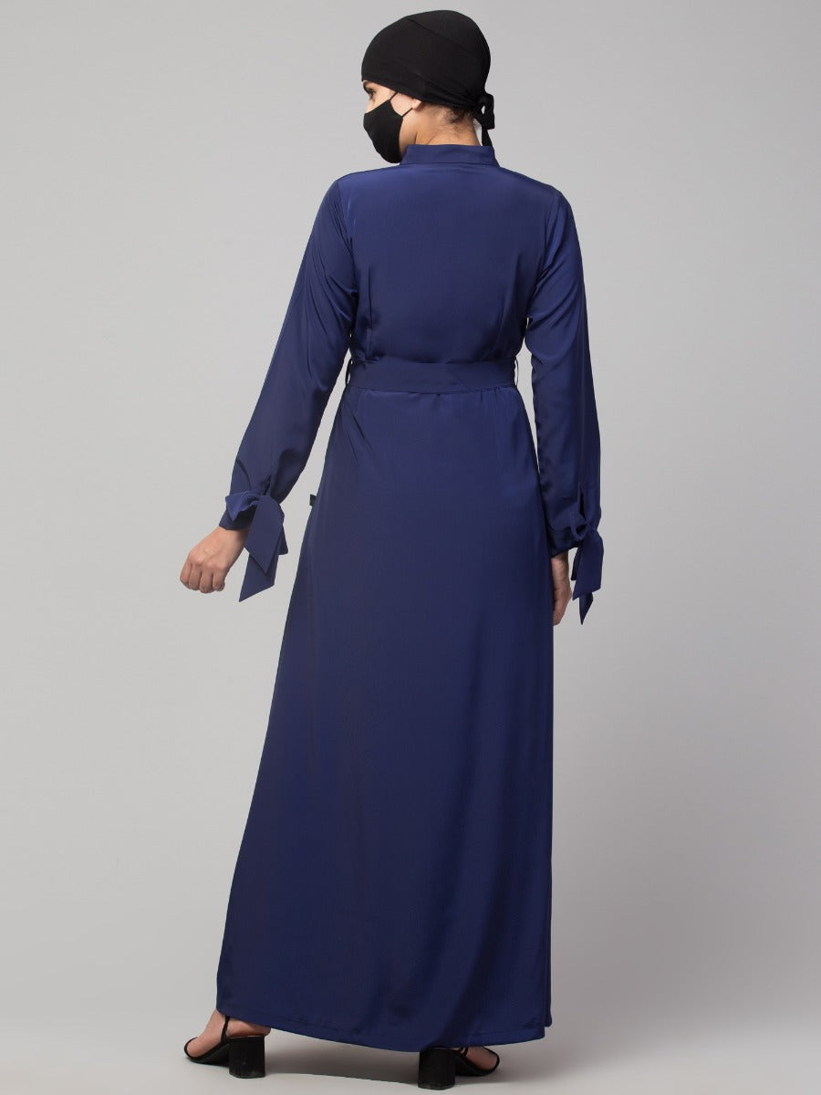 Front Open Dress With Zipper And Designer Sleeves.