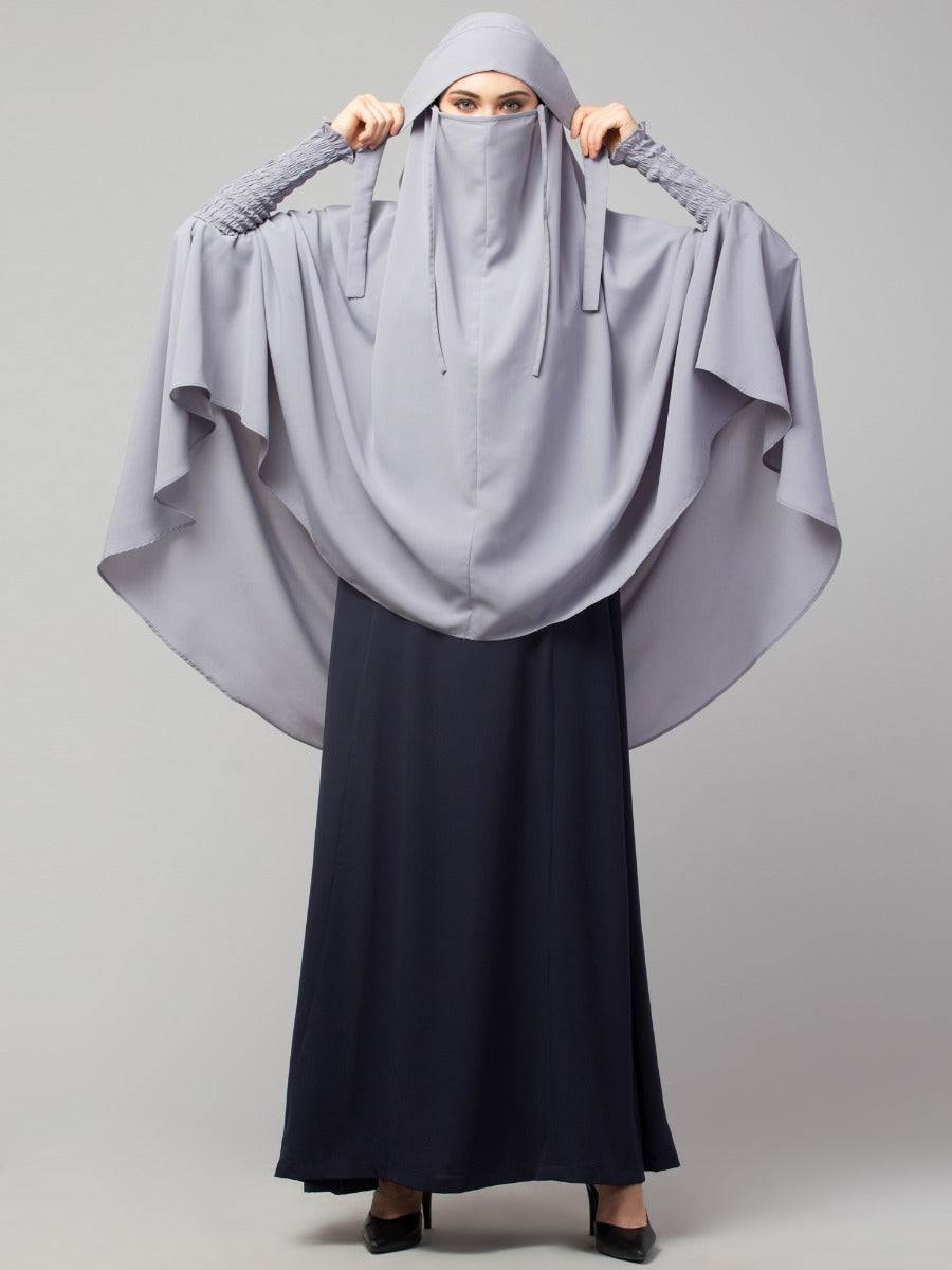 Two Pieces Jilbab Set With Adjustable Mouth Piece.