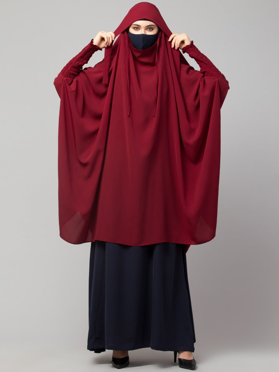 Two Pieces Jilbab Set With Adjustable Mouth Piece.