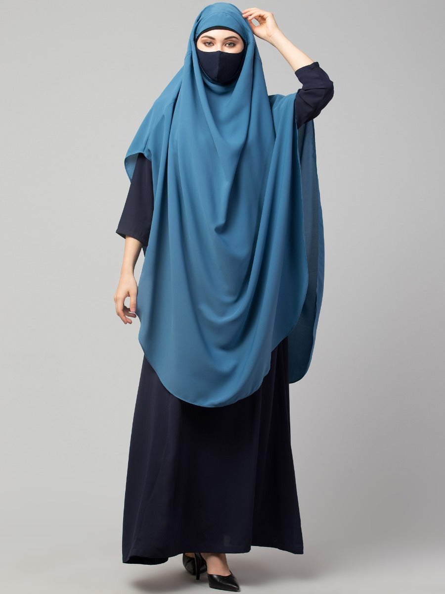 Two Pieces Jilbab Set With Adjustable Mouth Piece.