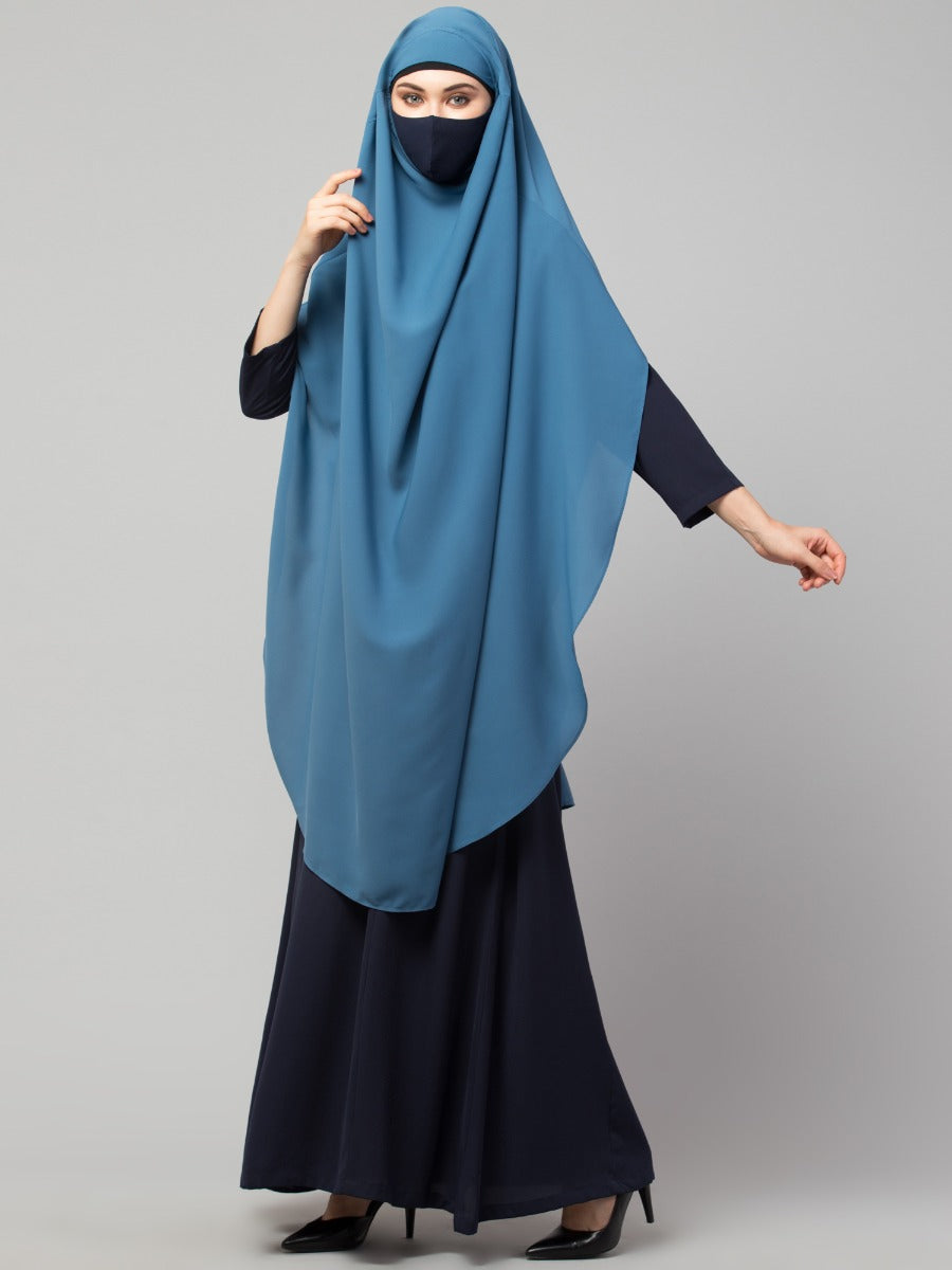 Two Pieces Jilbab Set With Adjustable Mouth Piece.