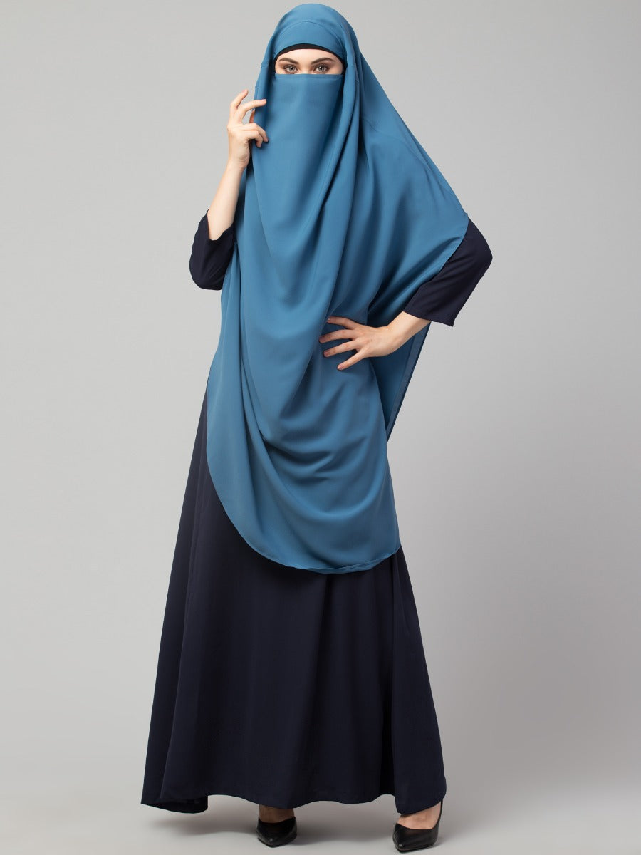 Two Pieces Jilbab Set With Adjustable Mouth Piece.