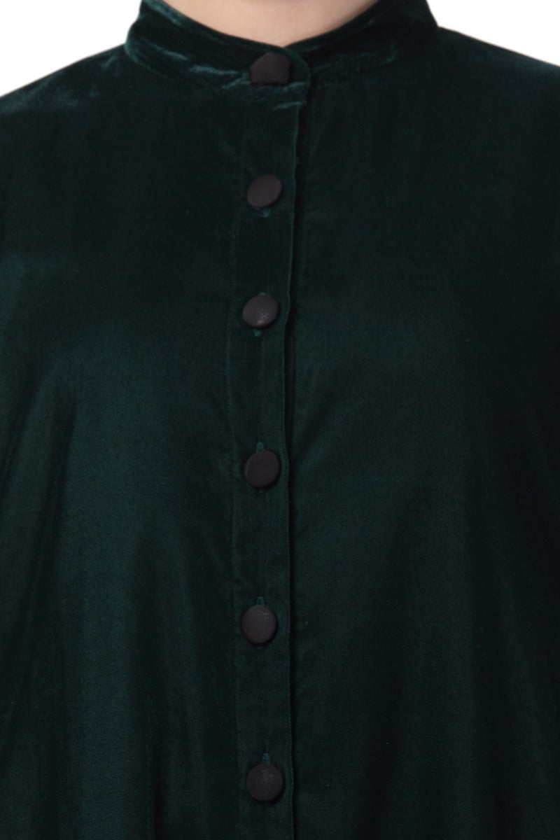 Mushkiya- Front Open-Velvet Abaya Dress