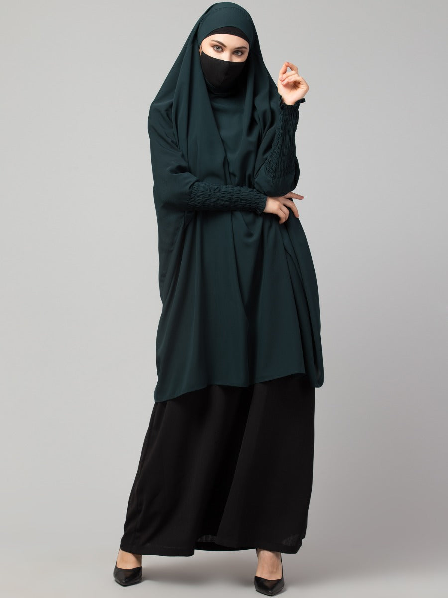 Two Pieces Jilbab Set With Adjustable Mouth Piece.