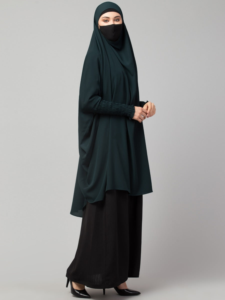 Two Pieces Jilbab Set With Adjustable Mouth Piece.