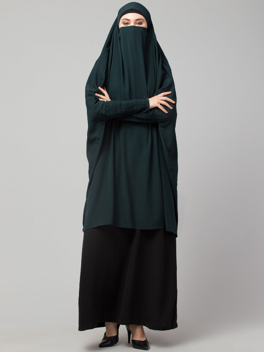 Two Pieces Jilbab Set With Adjustable Mouth Piece.