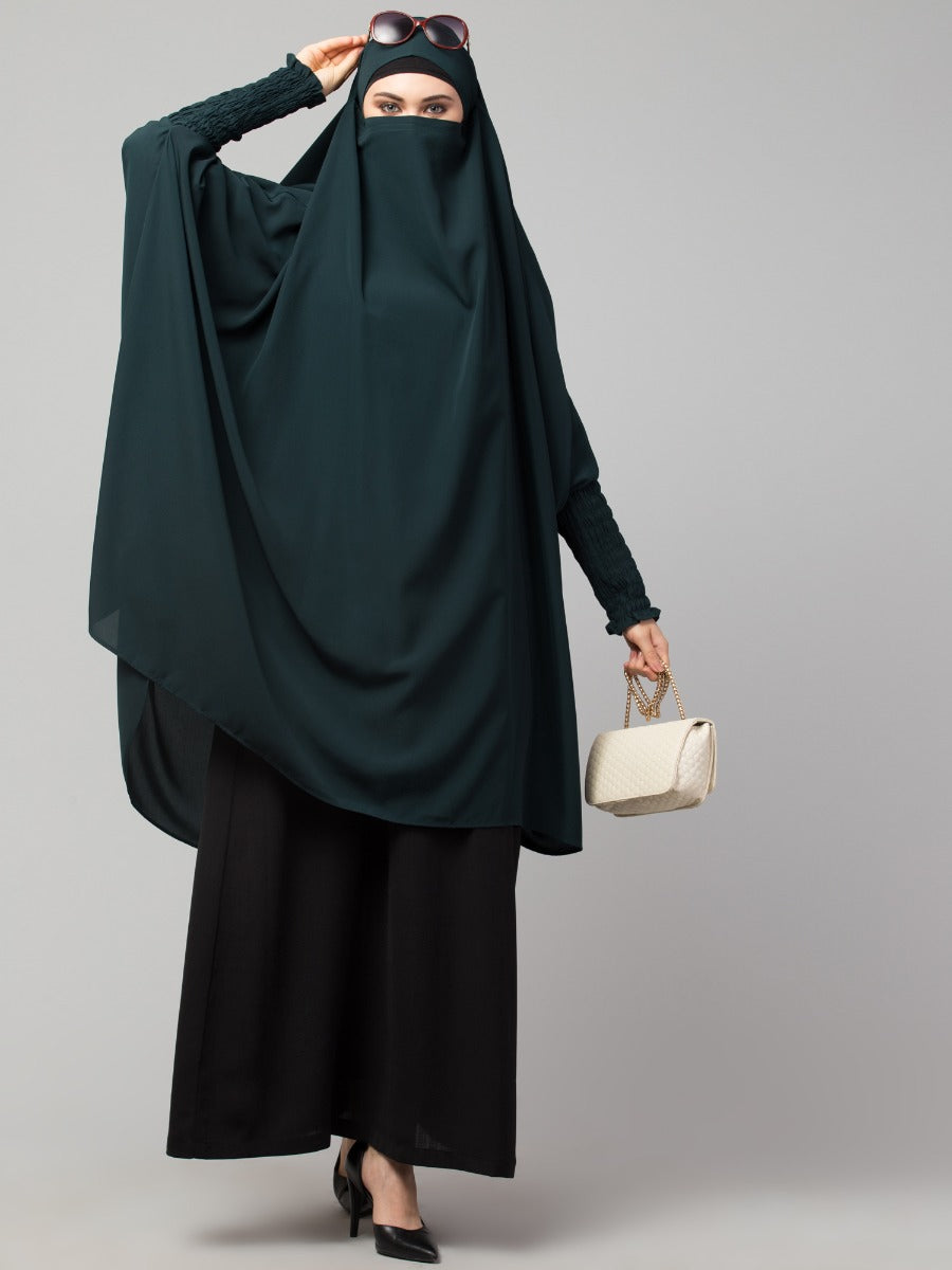 Two Pieces Jilbab Set With Adjustable Mouth Piece.