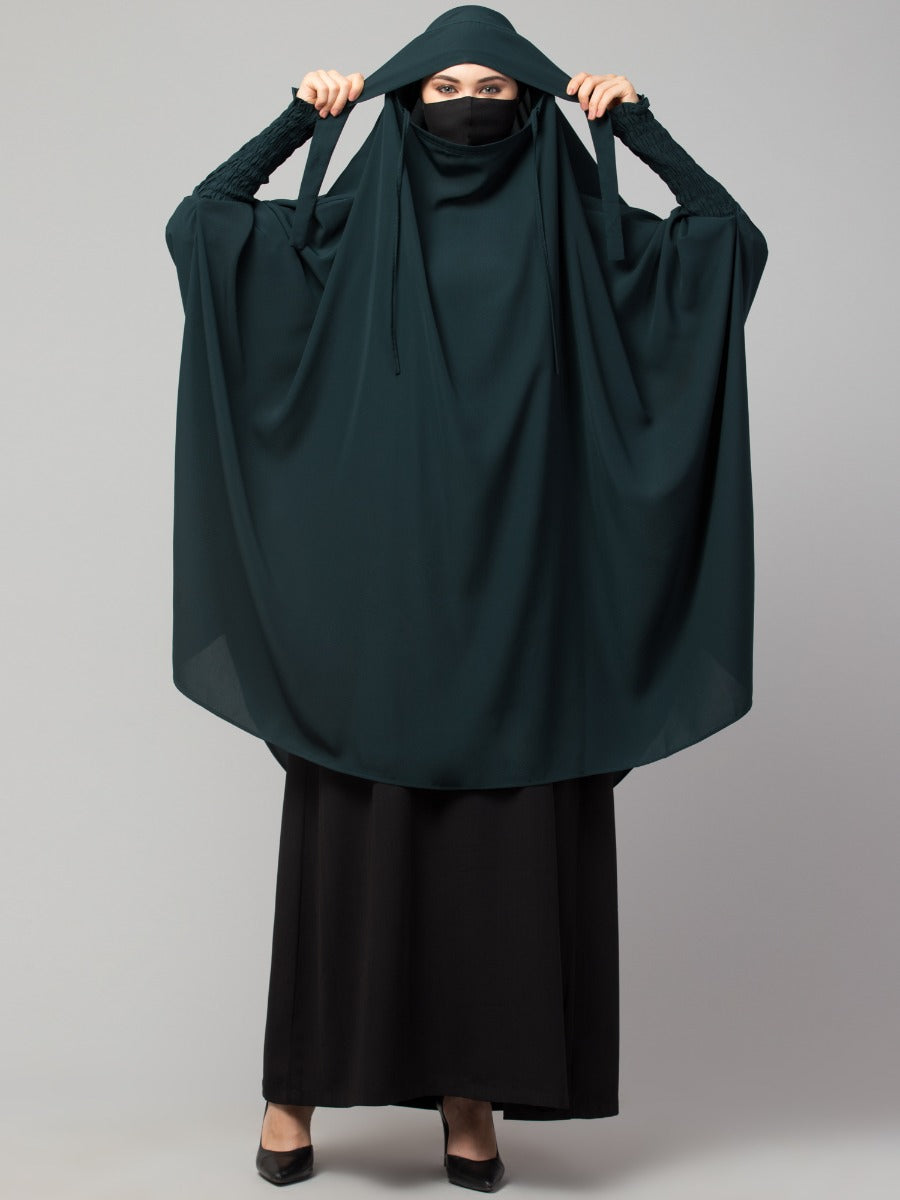 Two Pieces Jilbab Set With Adjustable Mouth Piece.