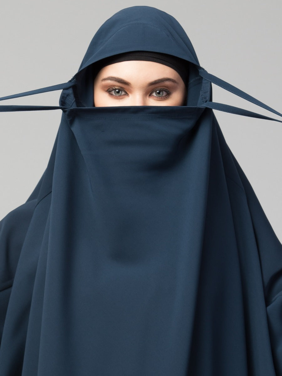 Two Pieces Jilbab Set With Adjustable Mouth Piece.