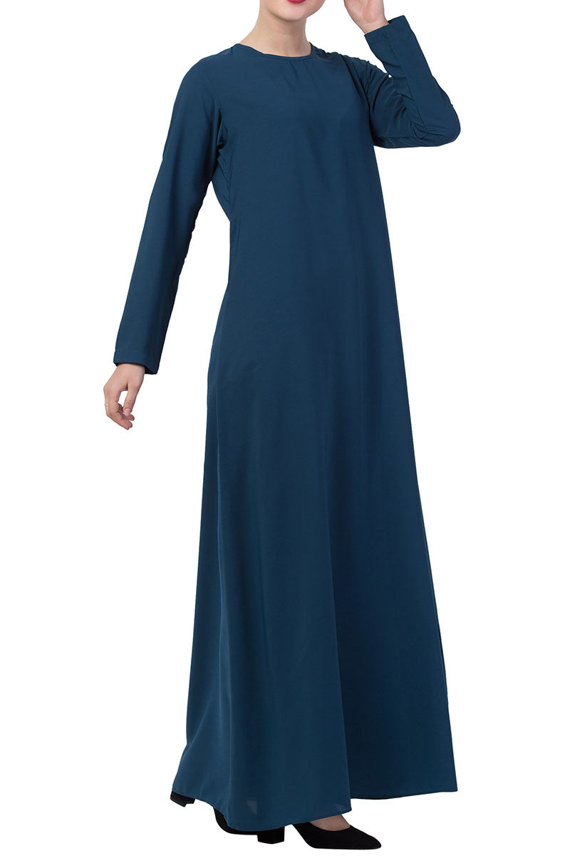 A Line Abaya | Simple Abaya with Side Pockets-Dark Teal