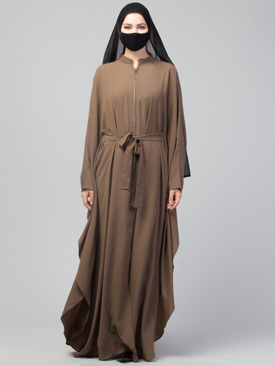 Free Size- Front Open Kaftan With Metal Zipper