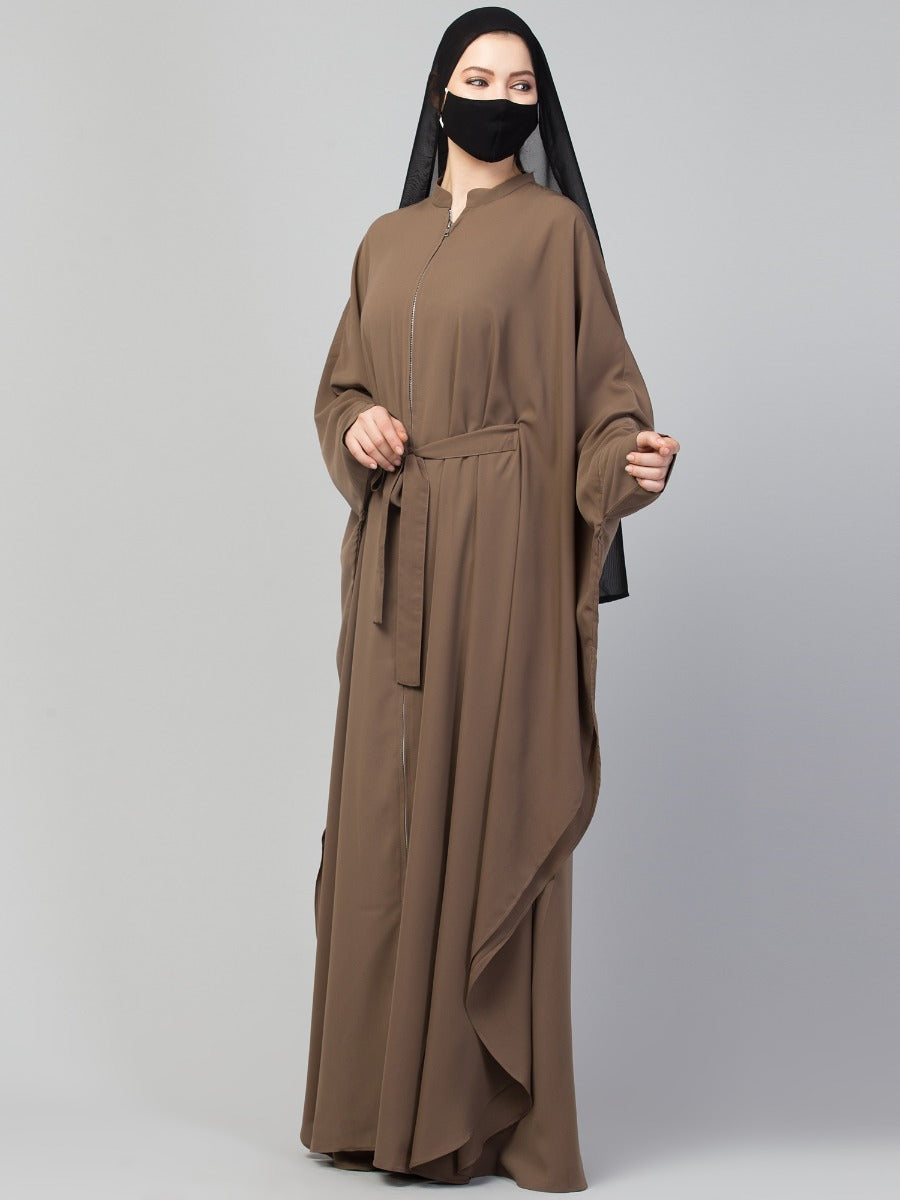 Free Size- Front Open Kaftan With Metal Zipper