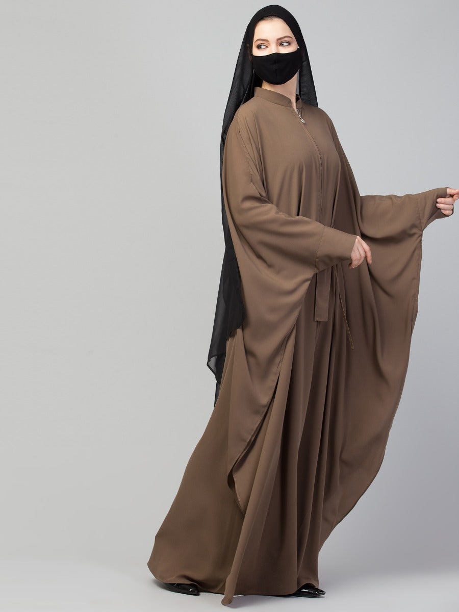 Free Size- Front Open Kaftan With Metal Zipper