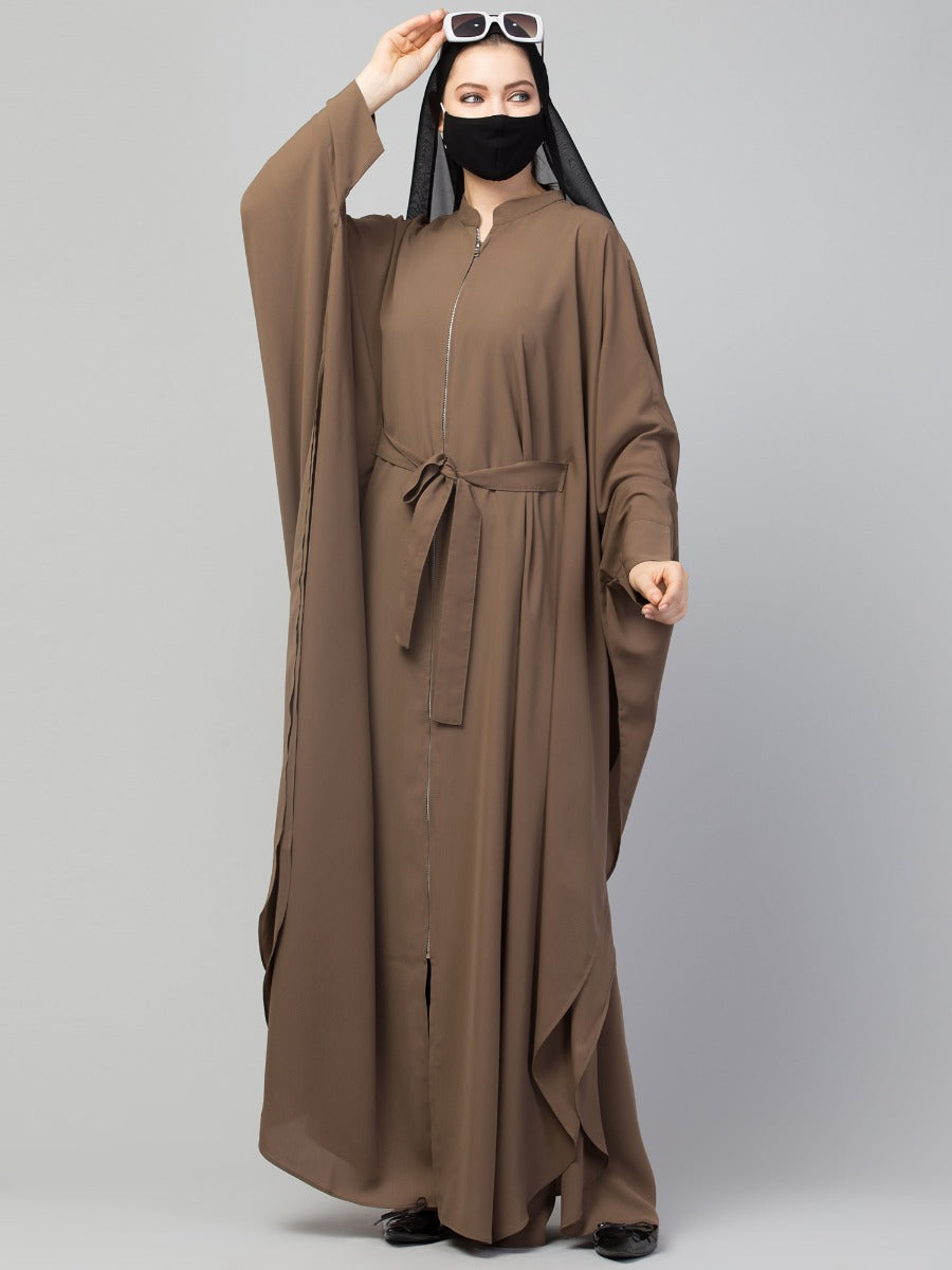 Free Size- Front Open Kaftan With Metal Zipper