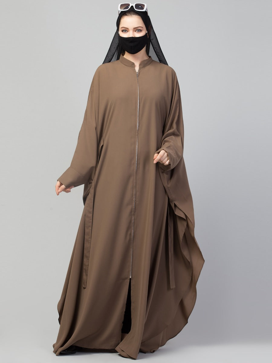 Free Size- Front Open Kaftan With Metal Zipper