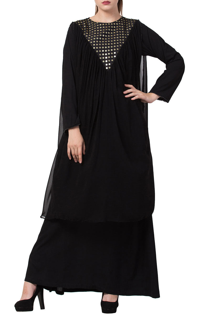Mushkiya-Dual Layer Designer Dress With Free Matching Stole-Not An Abaya
