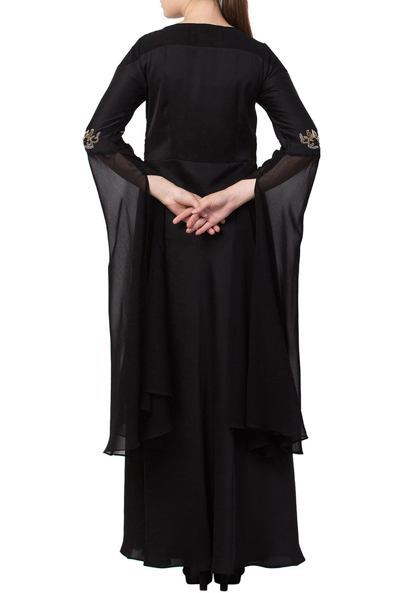 Mushkiya-Elegant Dress with hand work on yoke and sleeves-Not An Abaya