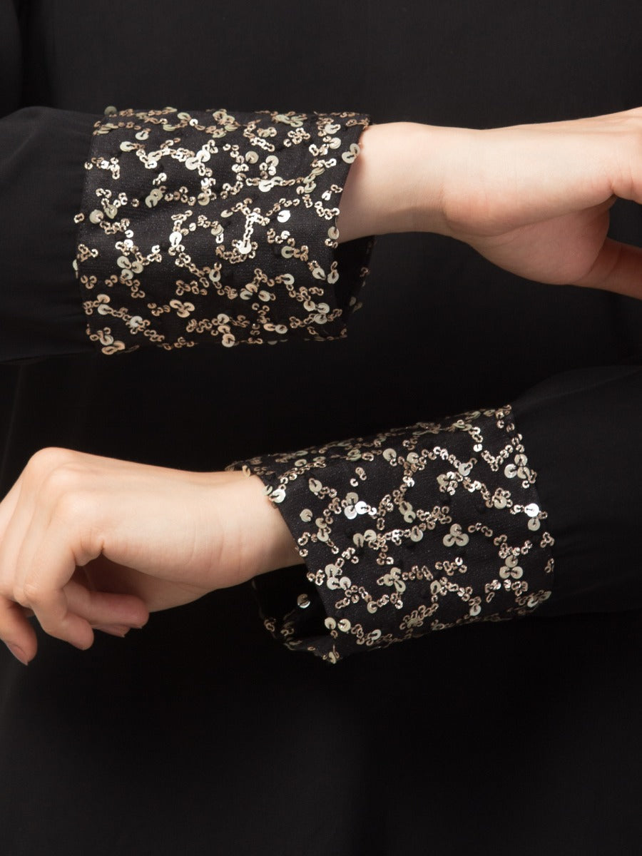 Black Tunic & Trouser Set With Sequin Work