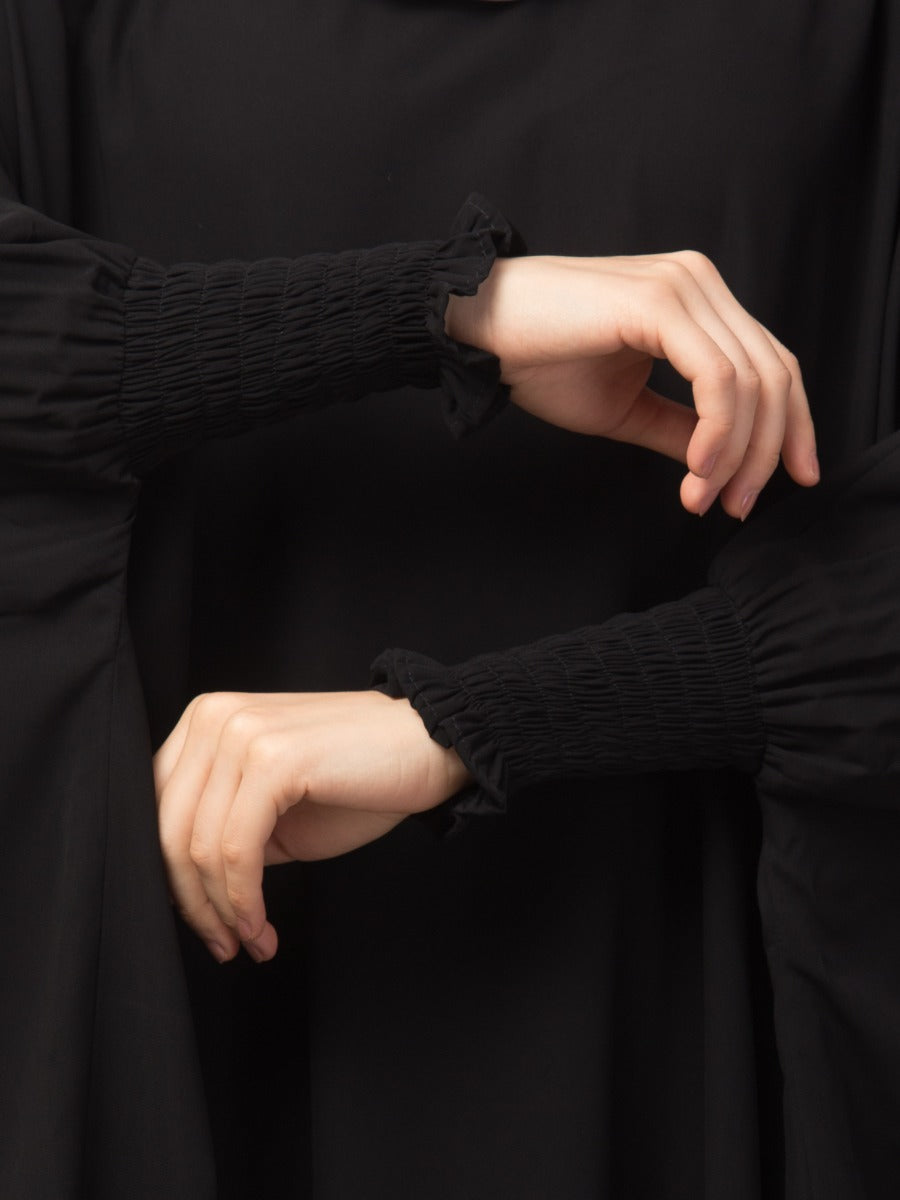 Free Size- Simple Kaftan With Smocky Sleeves