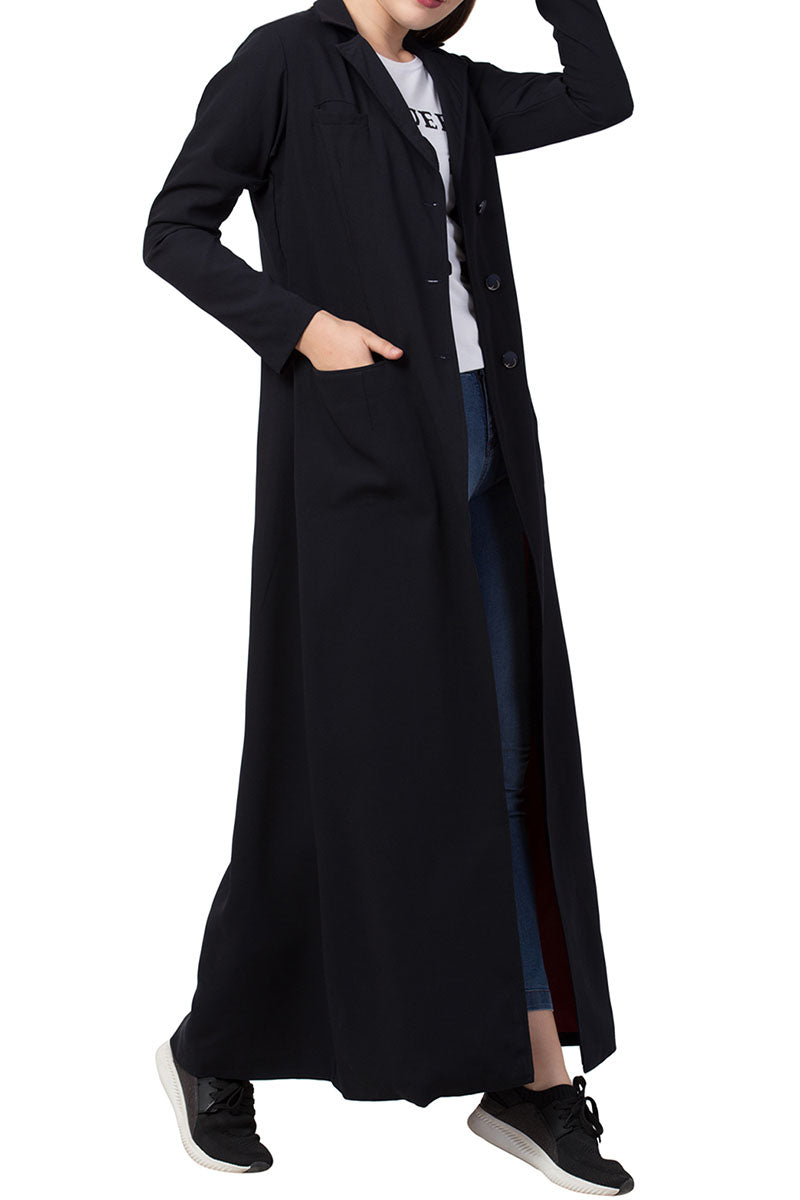 Long Abaya Coat In Firdaus Fabric With Lining