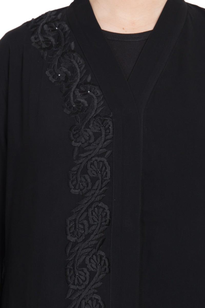 Front Open Abaya With Embroidery-With Hijab
