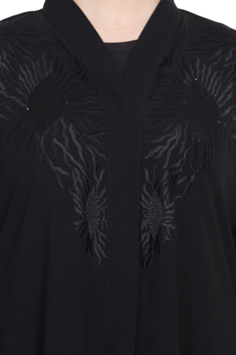 Front Open Abaya With Embroidery-With Hijab