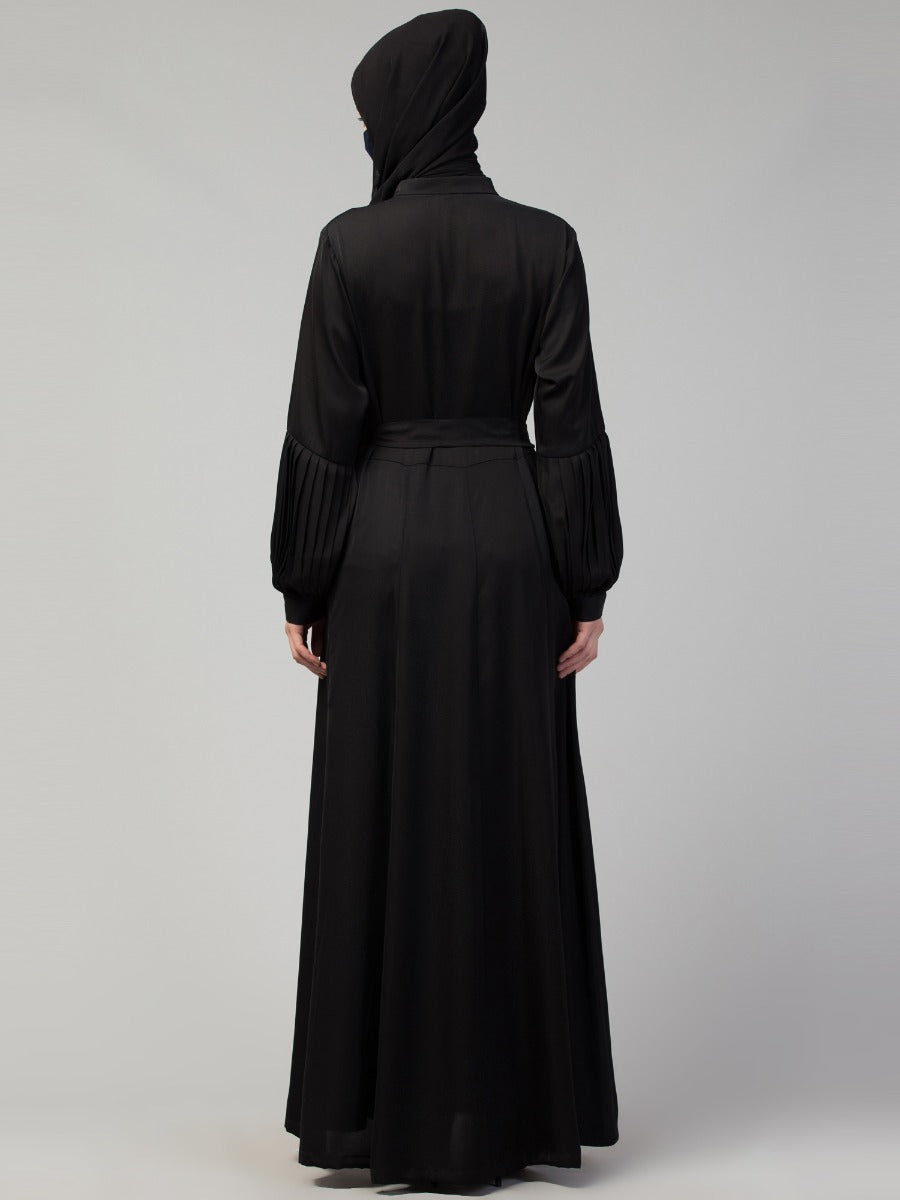 Modest Abaya Dress With Floral Handwork Embellishments
