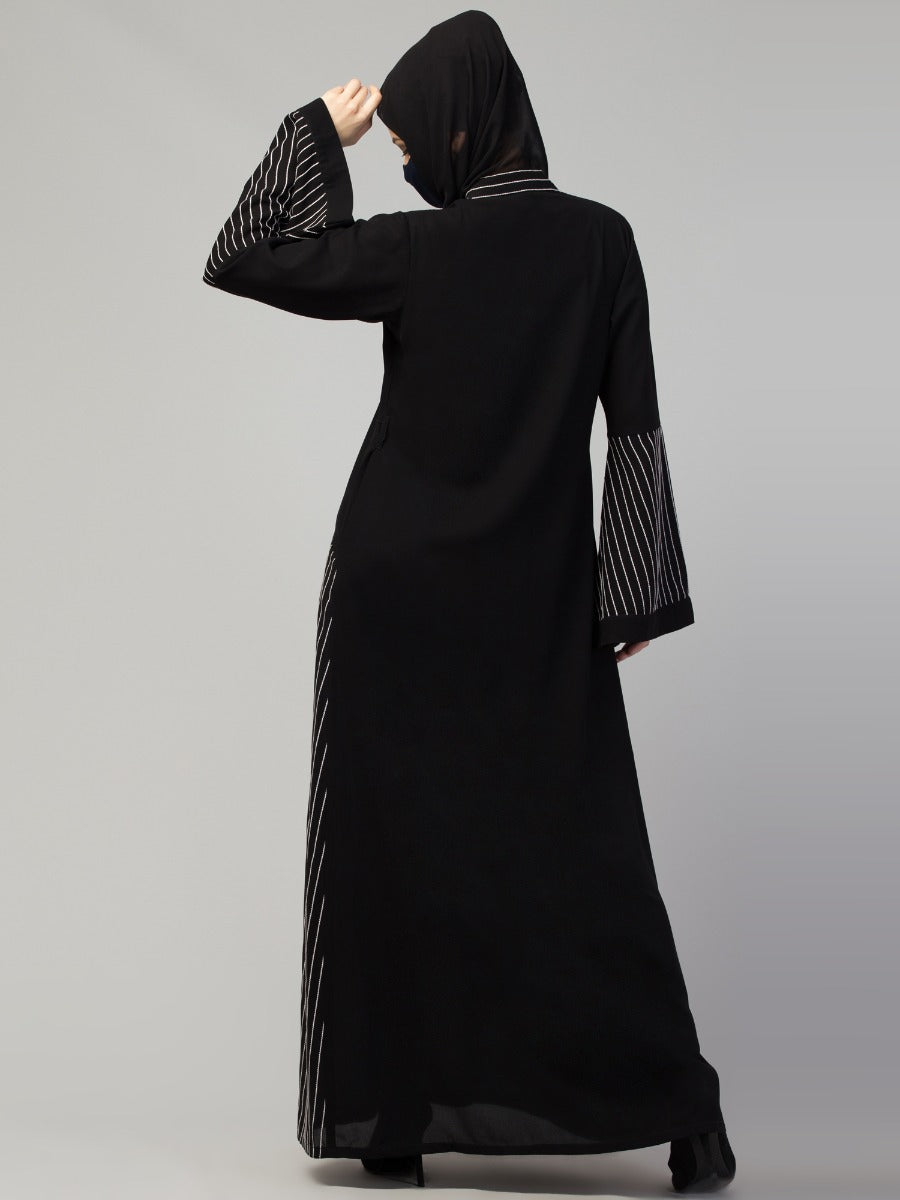Stylish Front Open Abaya With Bell Sleeves