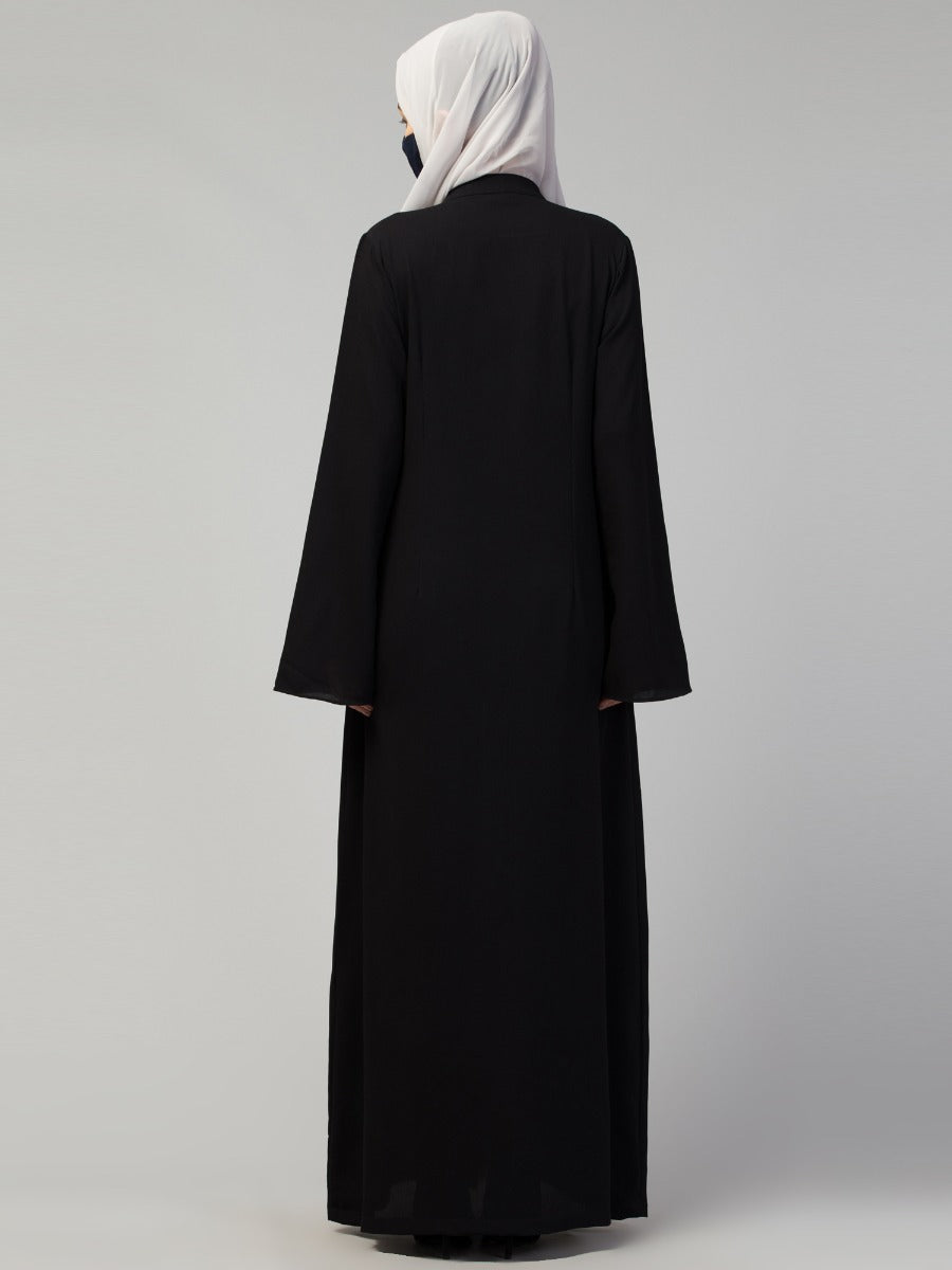 Basic Front Open Abaya In CYE Crush fabric Fabric With Long Zipper