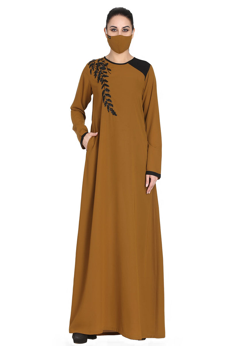 Mushkiya-Abaya Fit - Dress With Handwork Embellishments.