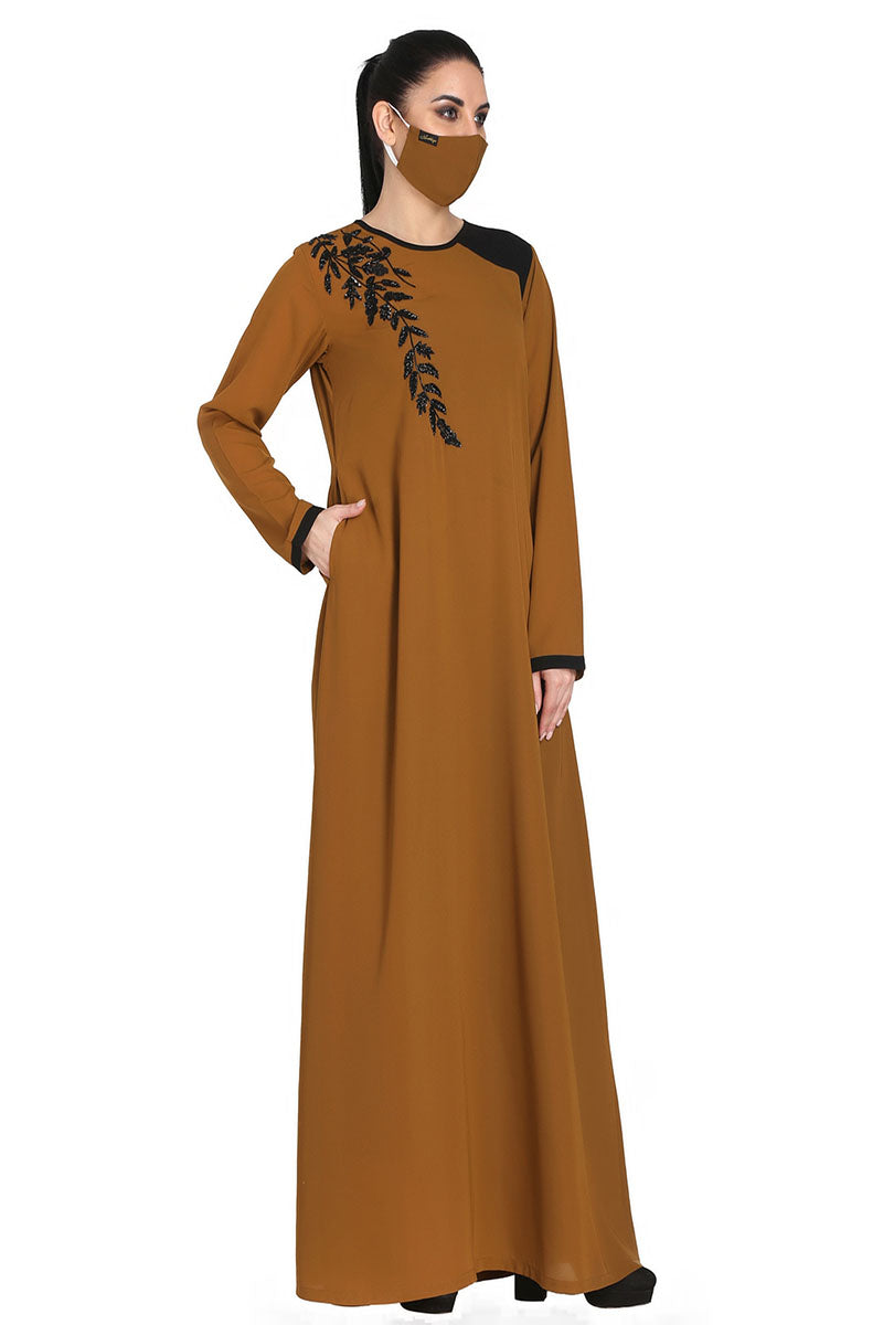 Mushkiya-Abaya Fit - Dress With Handwork Embellishments.