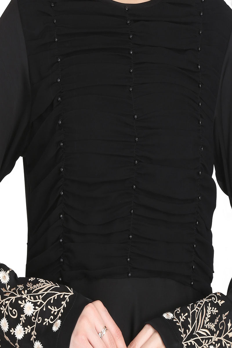 Mushkiya-Designer Dress In Abaya Fit With Embroidery.