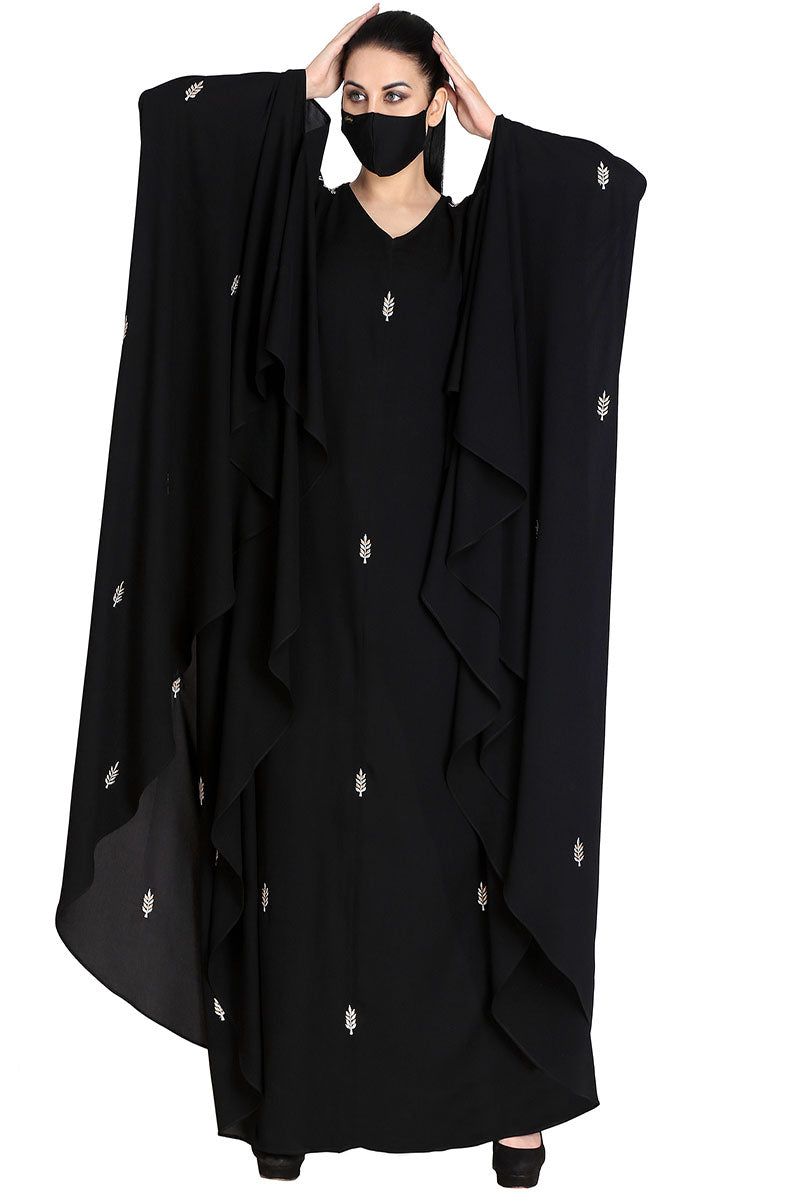 Mushkiya-Irani Kaftan With Floral Zari Work