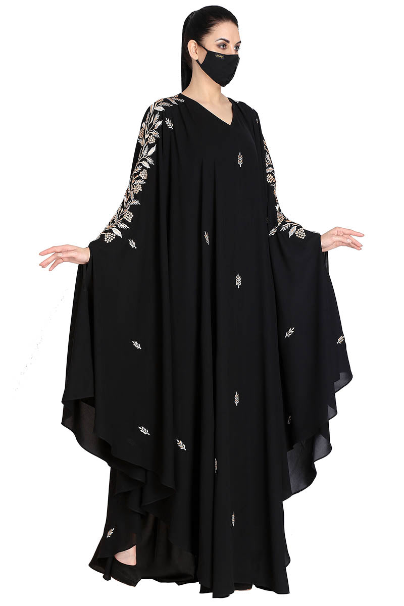 Mushkiya-Irani Kaftan With Floral Zari Work