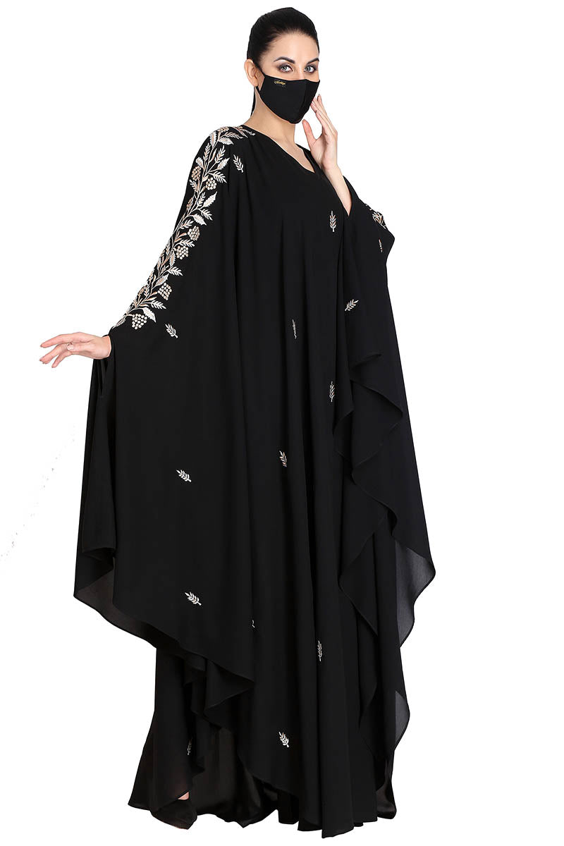 Mushkiya-Irani Kaftan With Floral Zari Work