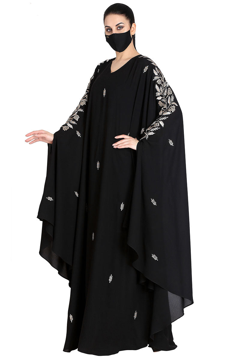 Mushkiya-Irani Kaftan With Floral Zari Work