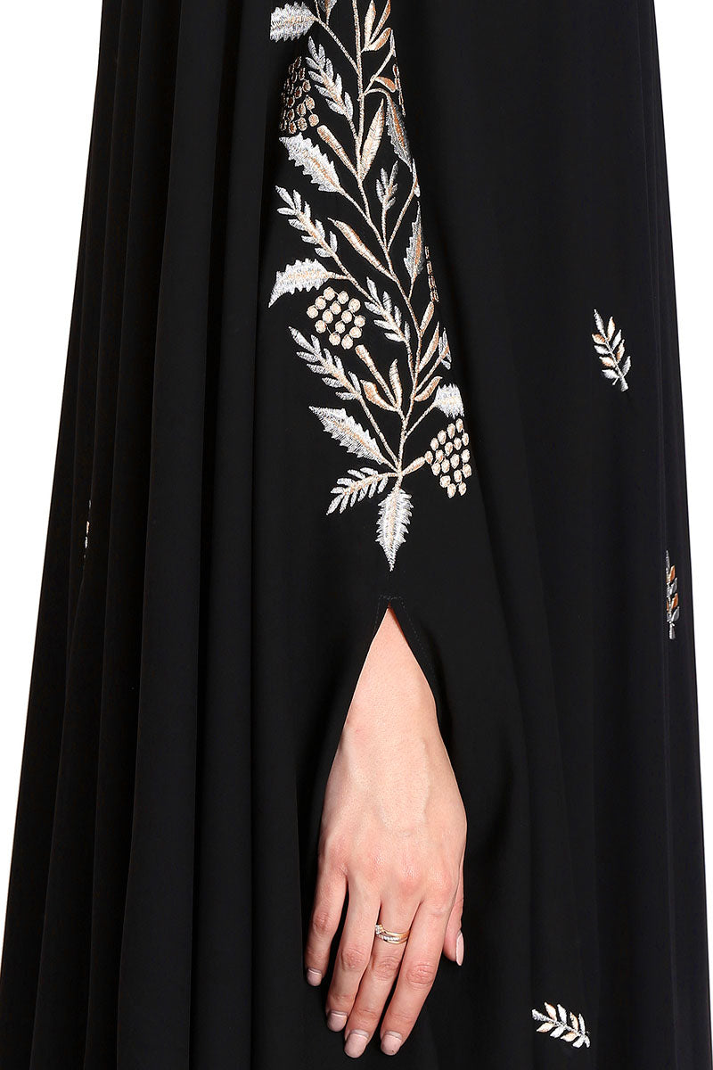 Mushkiya-Irani Kaftan With Floral Zari Work