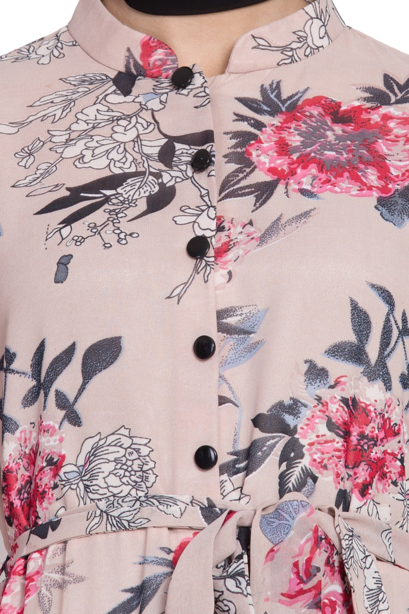 Floral Maxi Dress With Ruffled Bottom-Not An Abaya