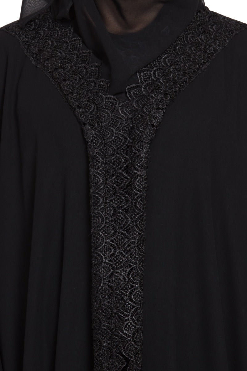 Front Open Abaya Kaftan With Lacework and Hijab