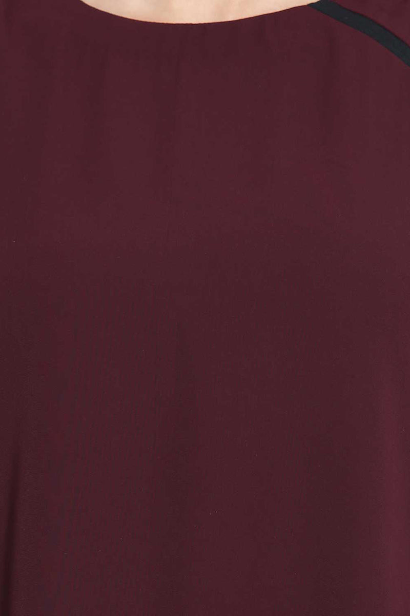 Danya-Double Layered Kurti-Maroon-Black