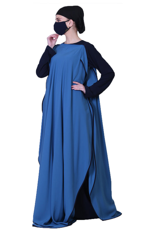 Three Pieces Set Of Inner Abaya, A Sleeveless Cape and Hijab