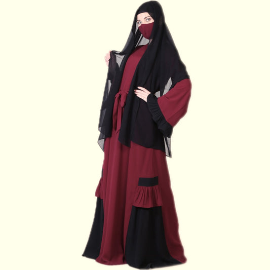 Latest Design Of Dual Color Abaya With A Matching Hijab