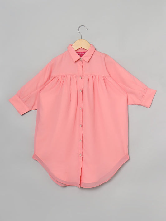 Loose Fit Tunic For Girls In Georgette Fabric With Lining