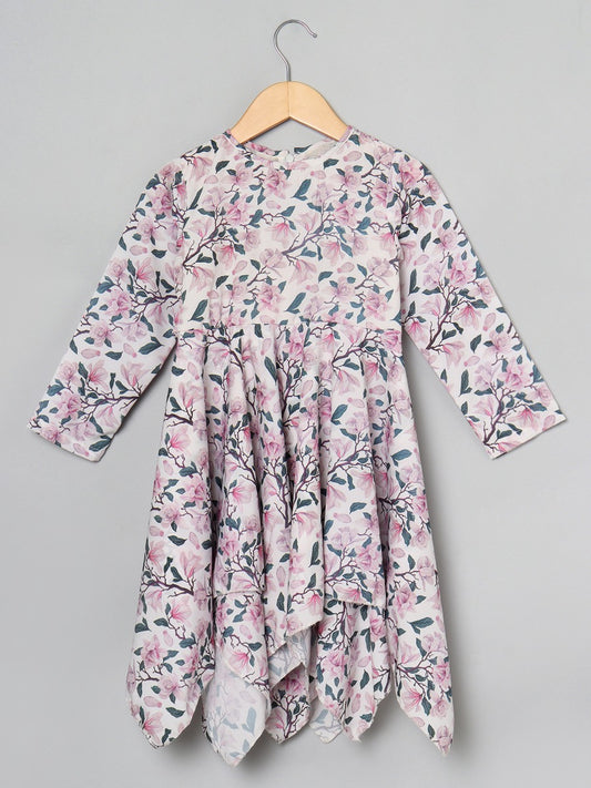 Asymmetrical Frock For Girls In Digital Print