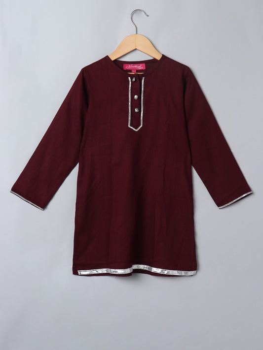2 Pcs Suit For Girls In Rayon Fabric With Gota Patti Work