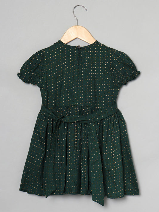 Printed Frock In Rayon Fabric With Elasticated Sleeves