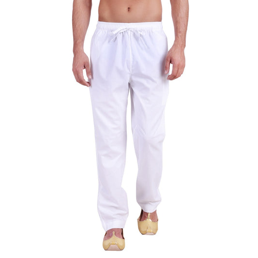 Mushkiya Men's 100% Cotton Poplin Pajama in White Color